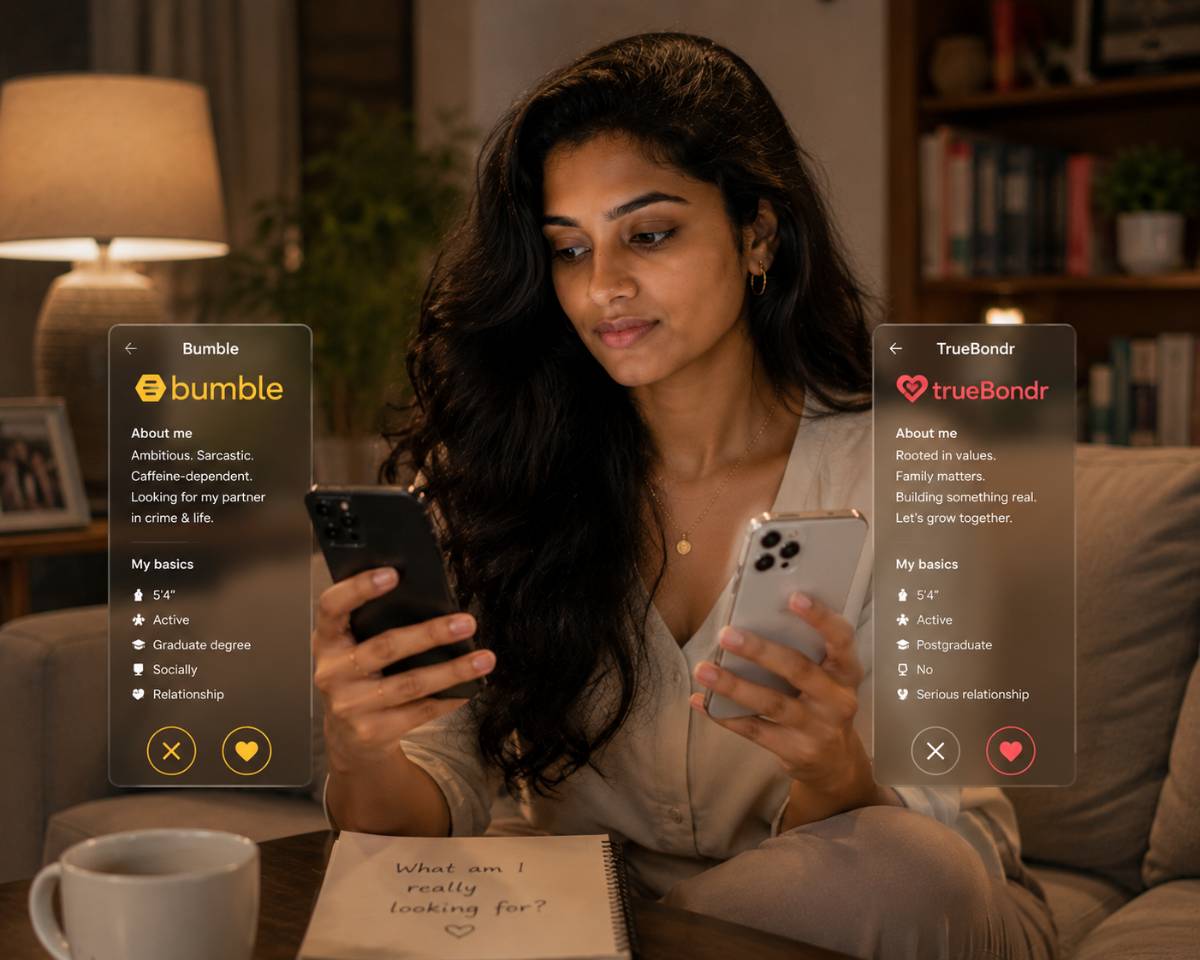 Bumble vs TrueBondr for Women in India 2026 — Honest Comparison | TrueBondr Bumble vs TrueBondr for Women in India 2026 — Honest Comparison | TrueBondr