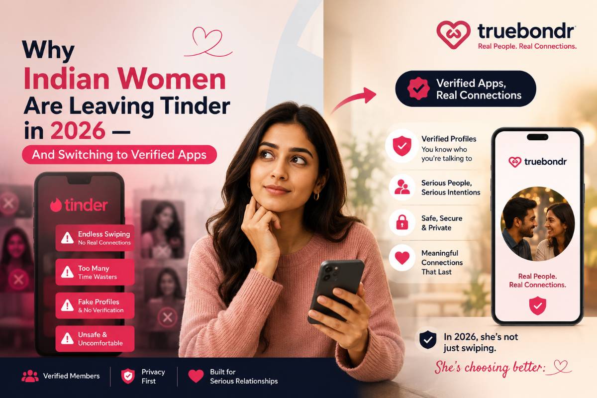 Why Indian Women Are Leaving Tinder in 2026 — And Switching to Verified Apps | TrueBondr Why Indian Women Are Leaving Tinder in 2026 — And Switching to Verified Apps | TrueBondr
