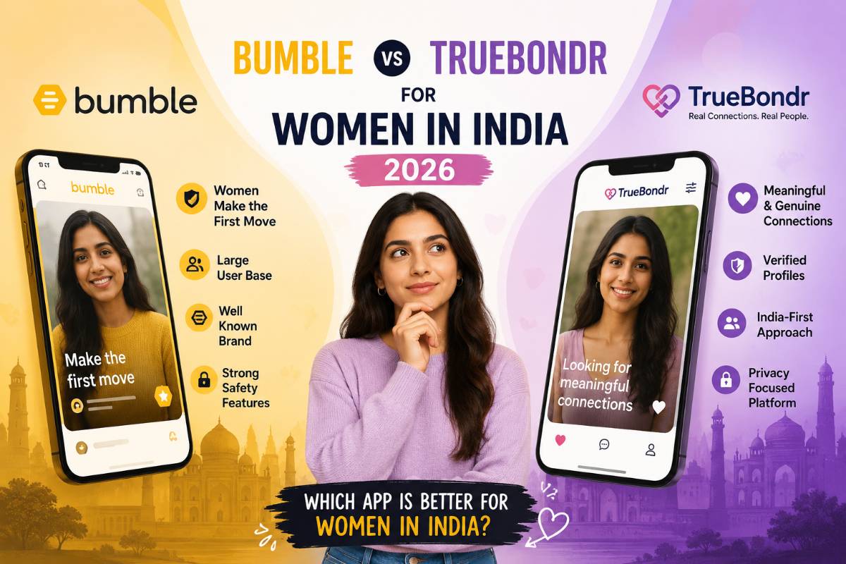 Bumble vs TrueBondr for Women in India 2026 — Honest Comparison | TrueBondr Bumble vs TrueBondr for Women in India 2026 — Honest Comparison | TrueBondr