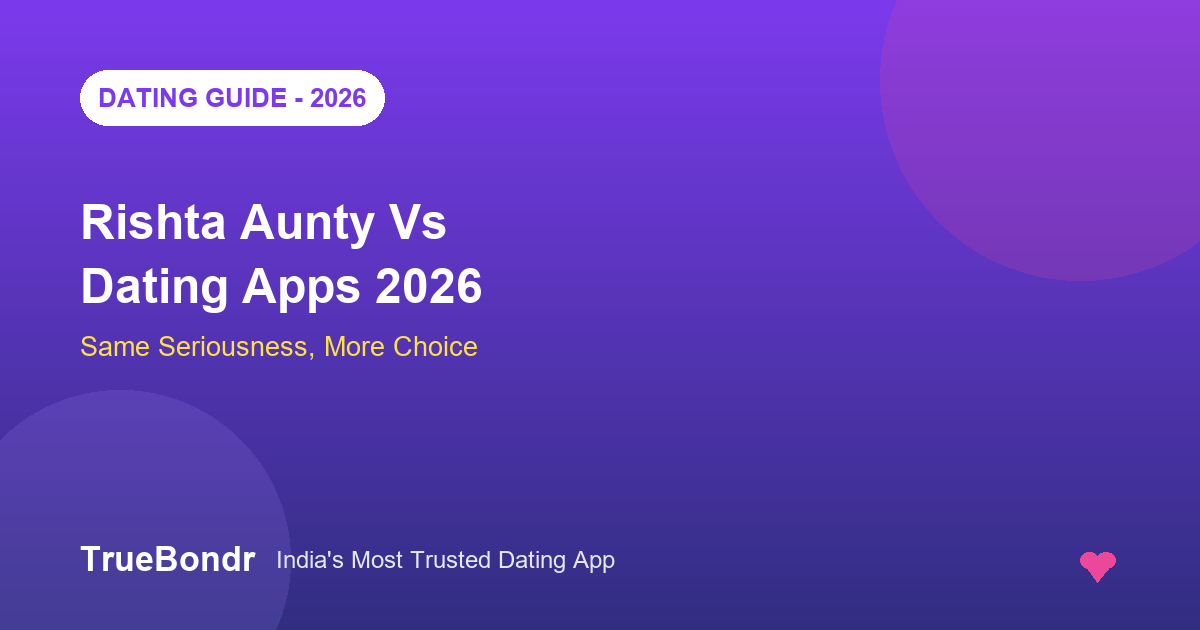 Rishta Aunty Vs Dating Apps India 2026 - Honest Comparison | TrueBondr Rishta Aunty Vs Dating Apps India 2026 - Honest Comparison | TrueBondr